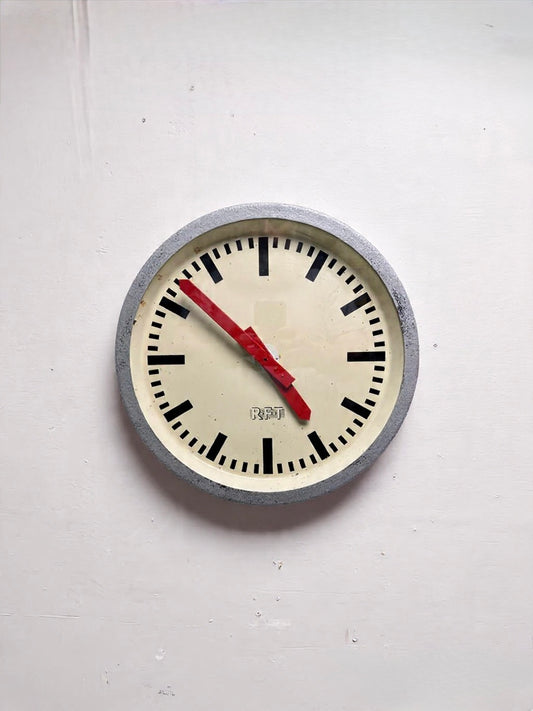 1960s East German Industrial Factory Clock By RFT
