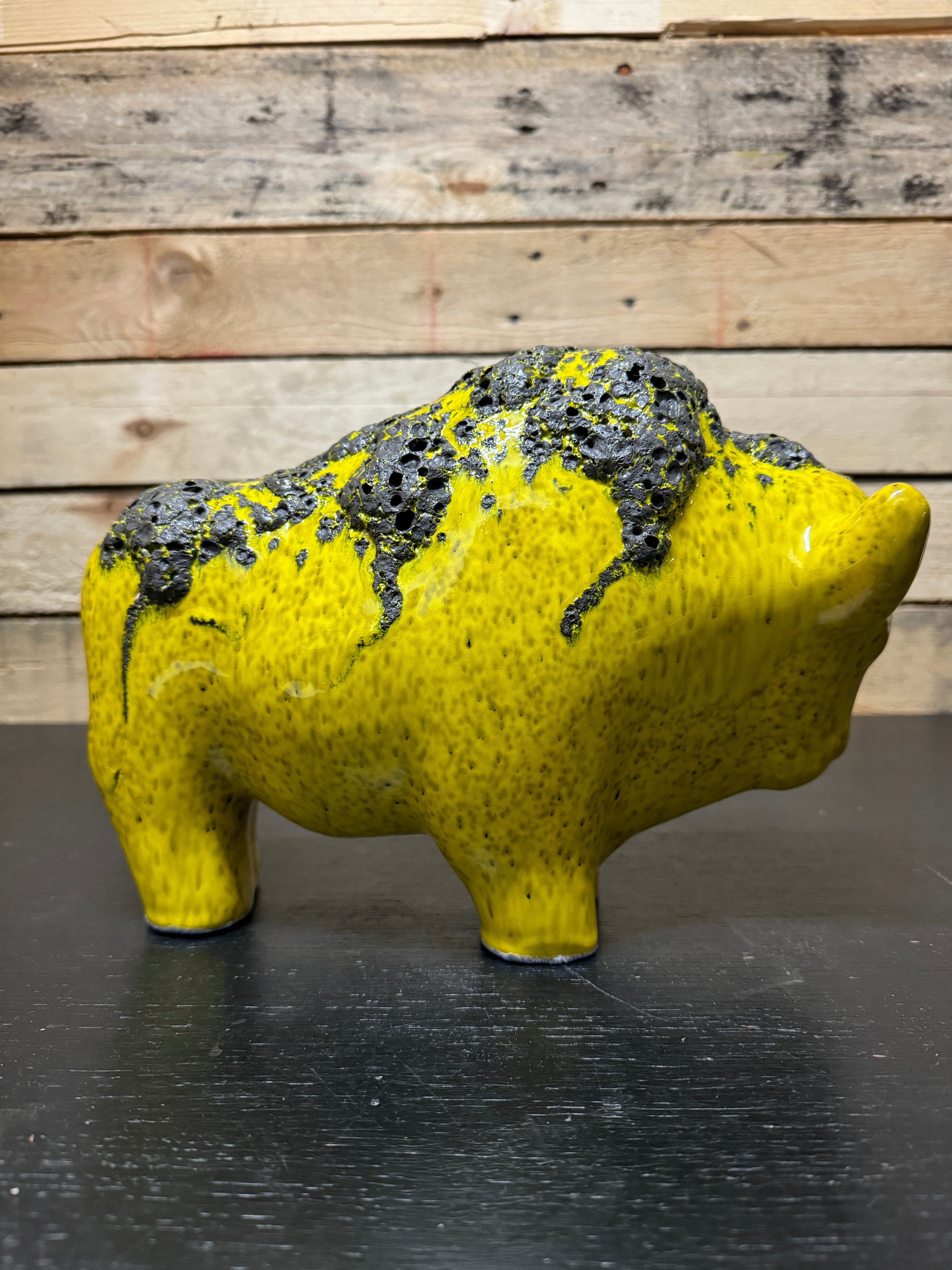 Otto Keramik Large Ceramic Bison West German Pottery Fat Lava