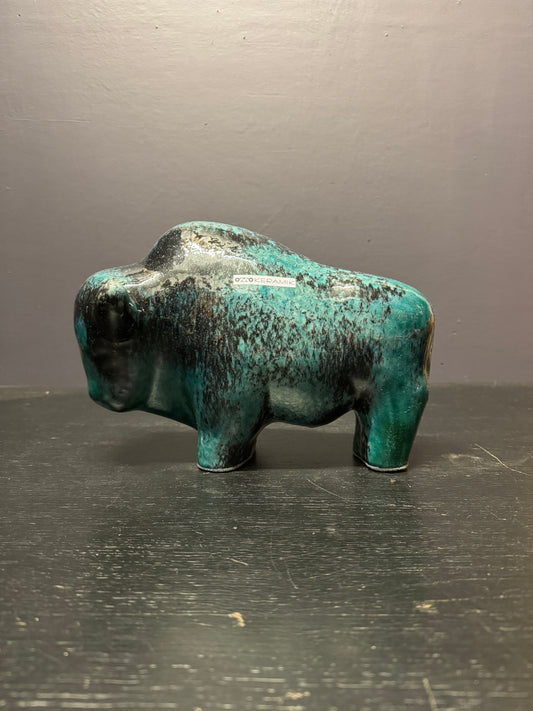 Otto Keramik Large Ceramic Bison West German Pottery Fat Lava