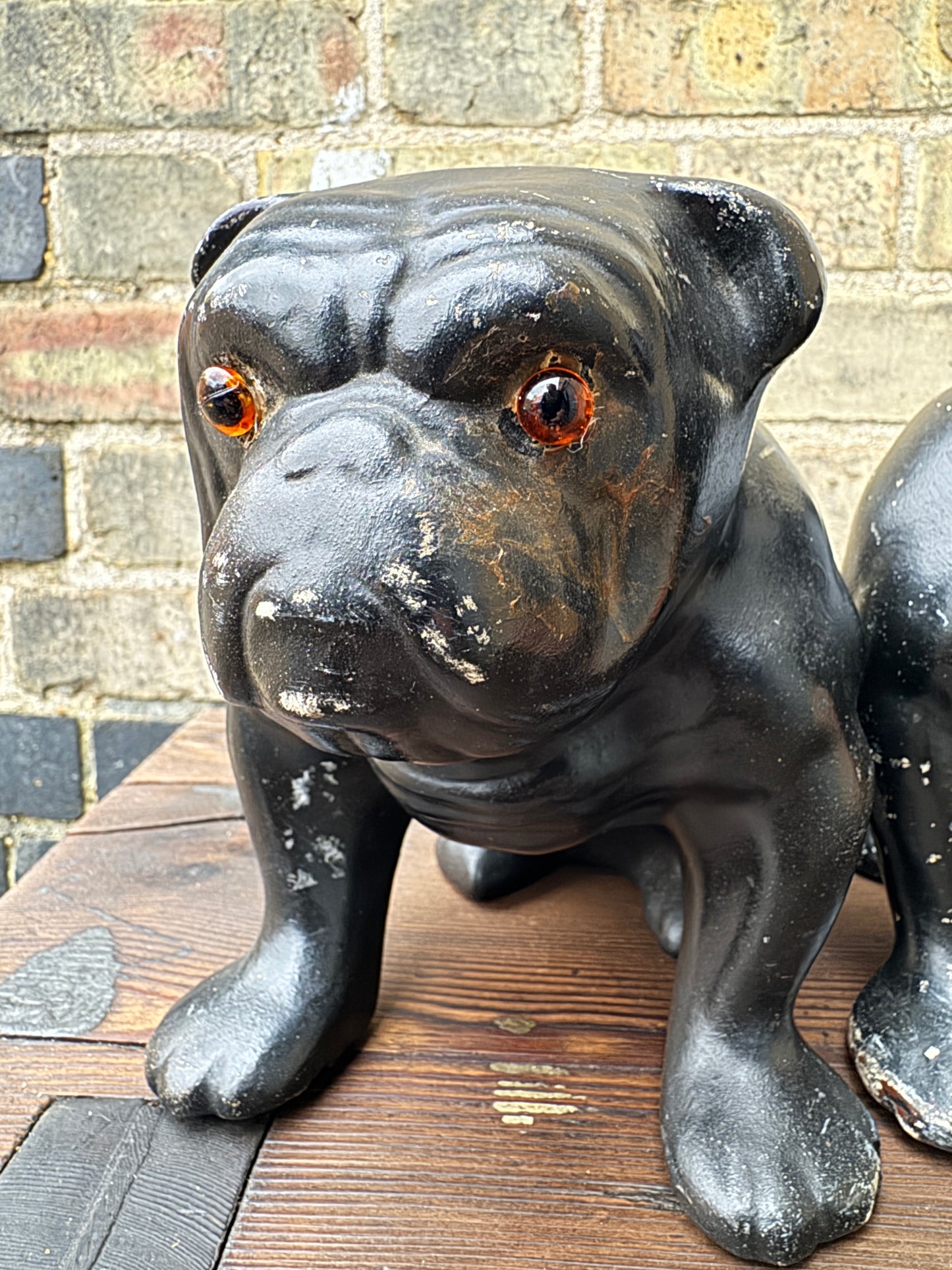 Pair Of Ceramic Bulldogs Dated 1923
