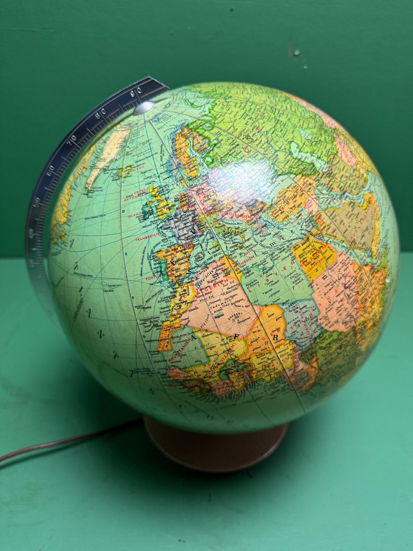 Vintage 1960s German Glass Globe Lamp By JRO Globus Munchenbh