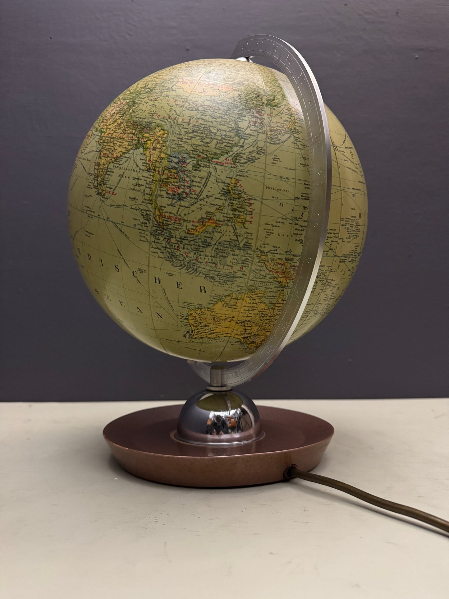 Vintage 1960s German Glass Globe Lamp By JRO Globus Munchen