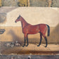Late 1800s Oil Painting Bay Horse In A Stable