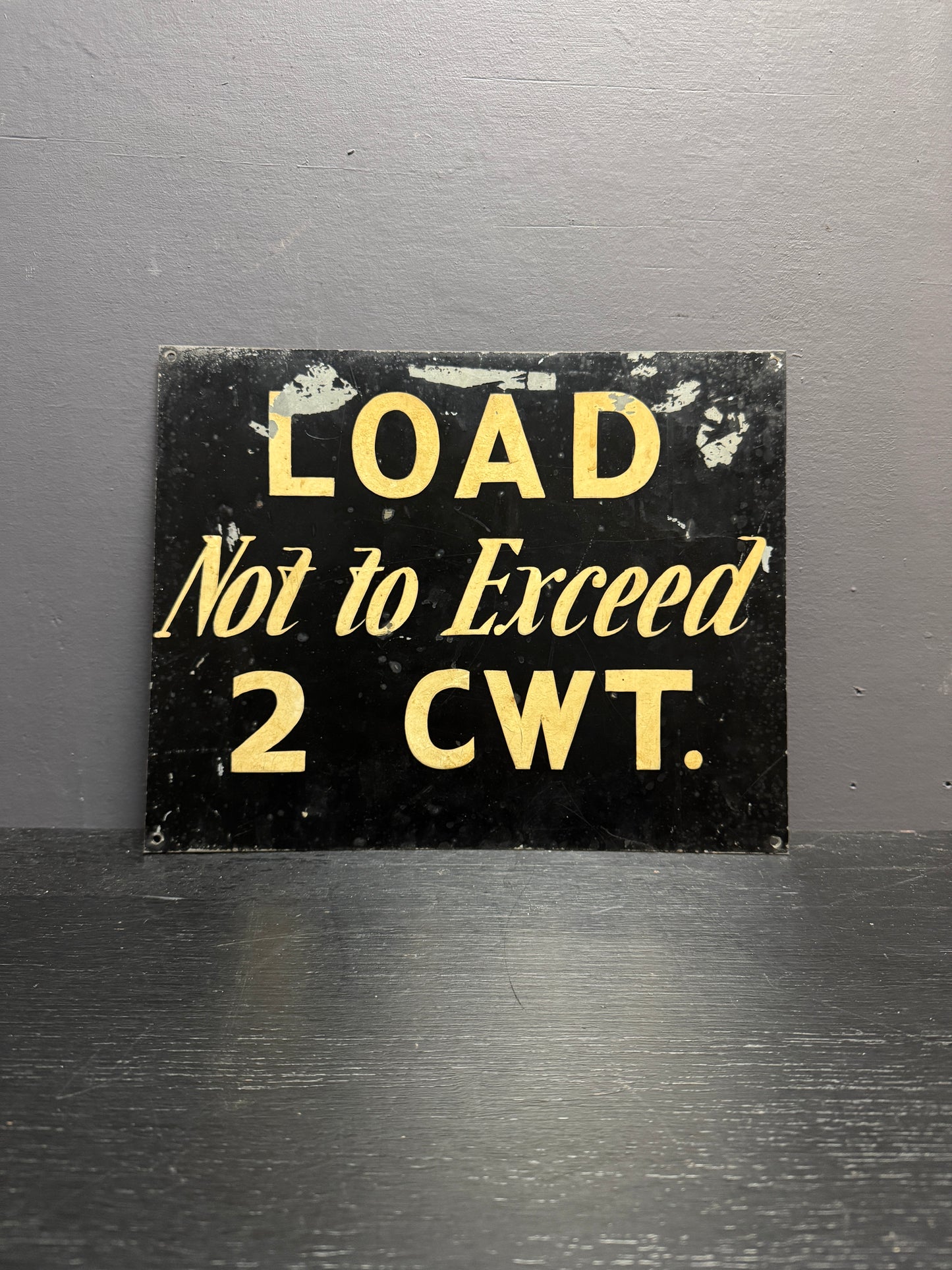 1940s Hand Painted Factory Load Weight Sign