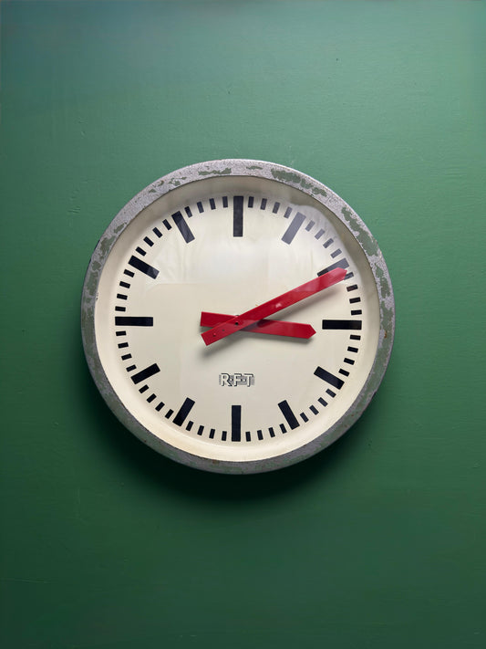 1970s East German Industrial Factory Clock By RFT