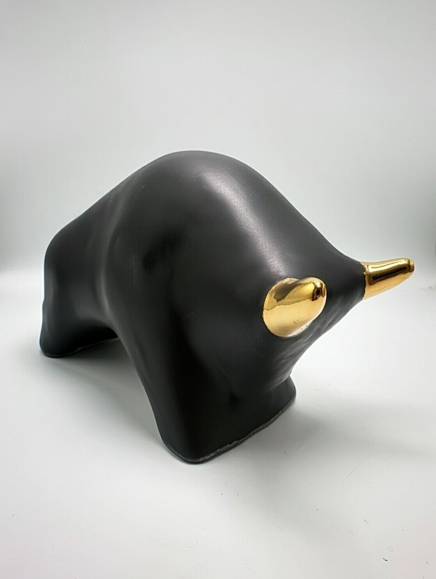 Otto Keramik Gold Edition Ceramic Bull West German Pottery Fat Lava