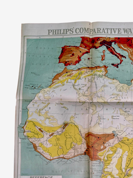 Philips Comparative Wall Atlas Of Africa Circa 1950s