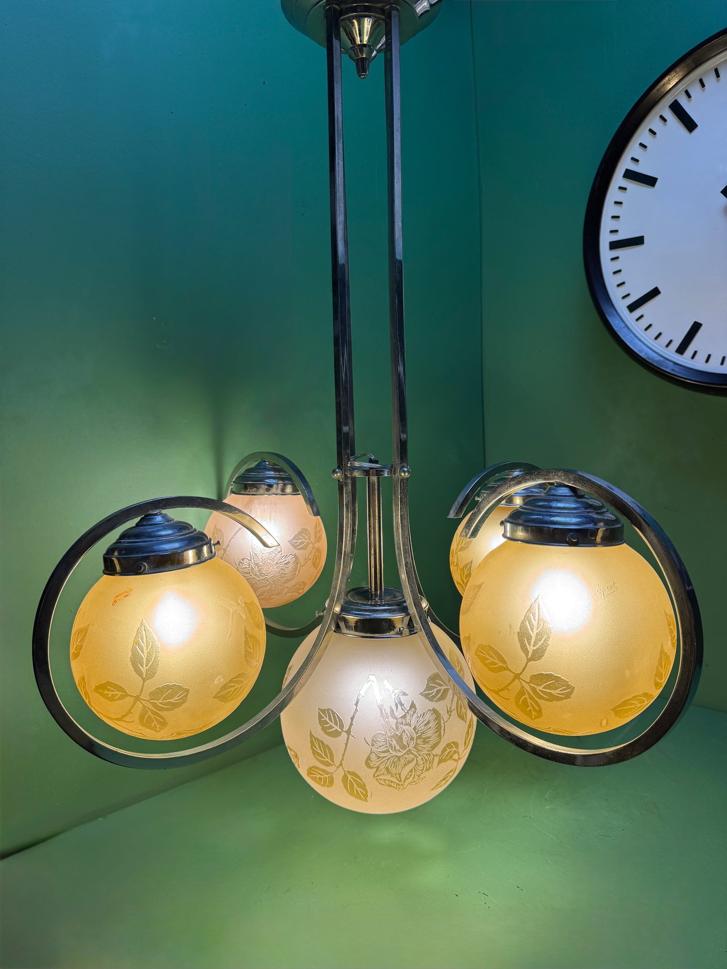French Art Deco Chandelier Light By Sprat
