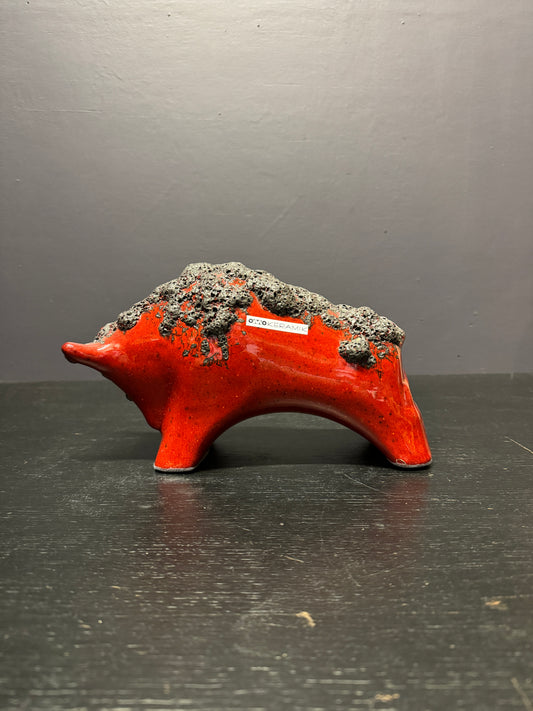 Otto Keramik Ceramic Bull West German Pottery Fat Lava