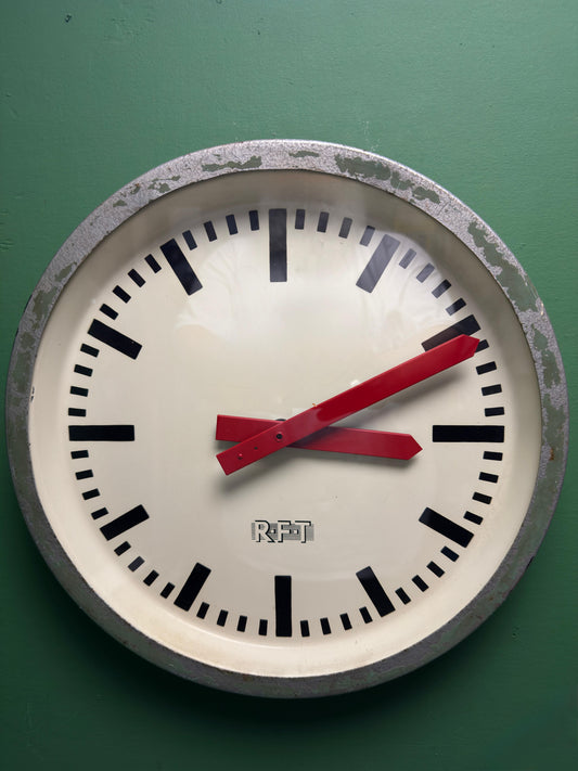 1970s East German Industrial Factory Clock By RFT