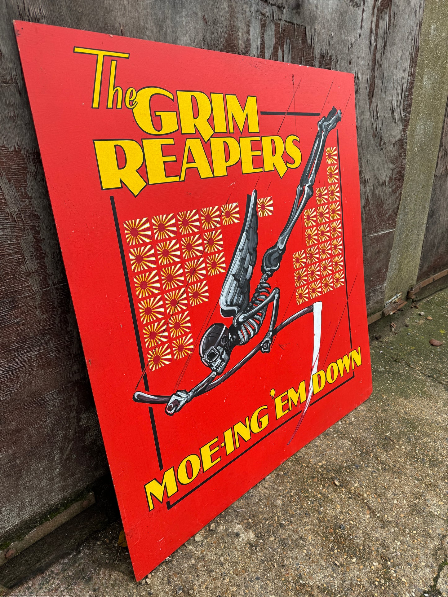 WW2 American Air Force Grim Reapers Nose Art Hand Painted On Board