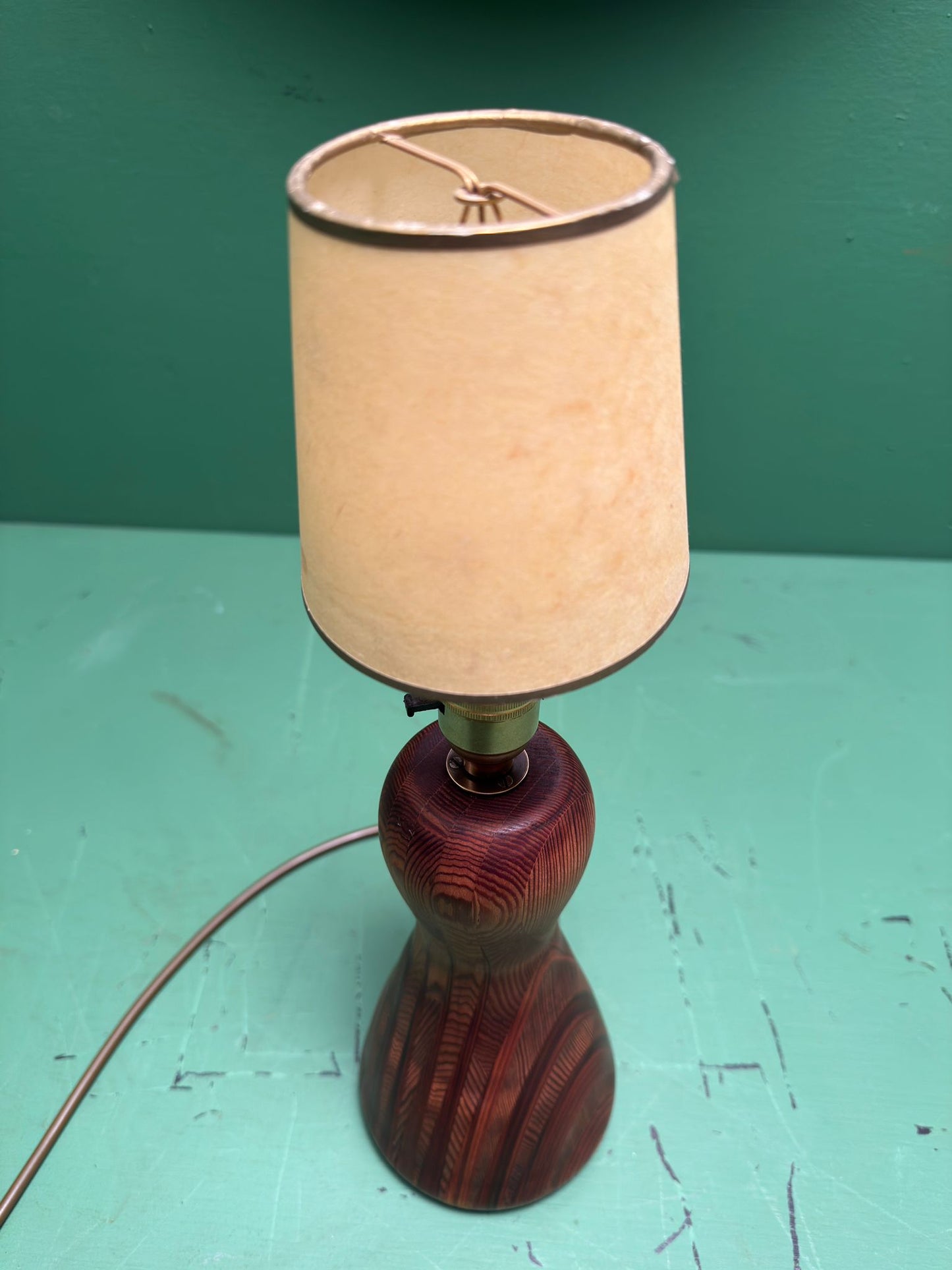 Mid Century 1960s Scandinavian Turned Teak Table Lamp