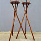 Rare Early Pair Of 1800s Campaign Washbowl Stands