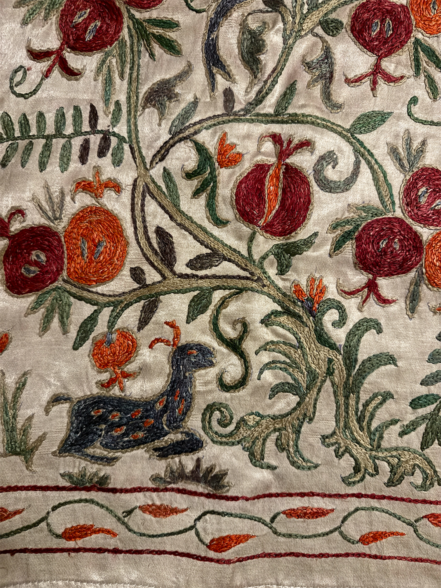 Hand Made Silk On Silk Uzbek Bukhara Suzani.