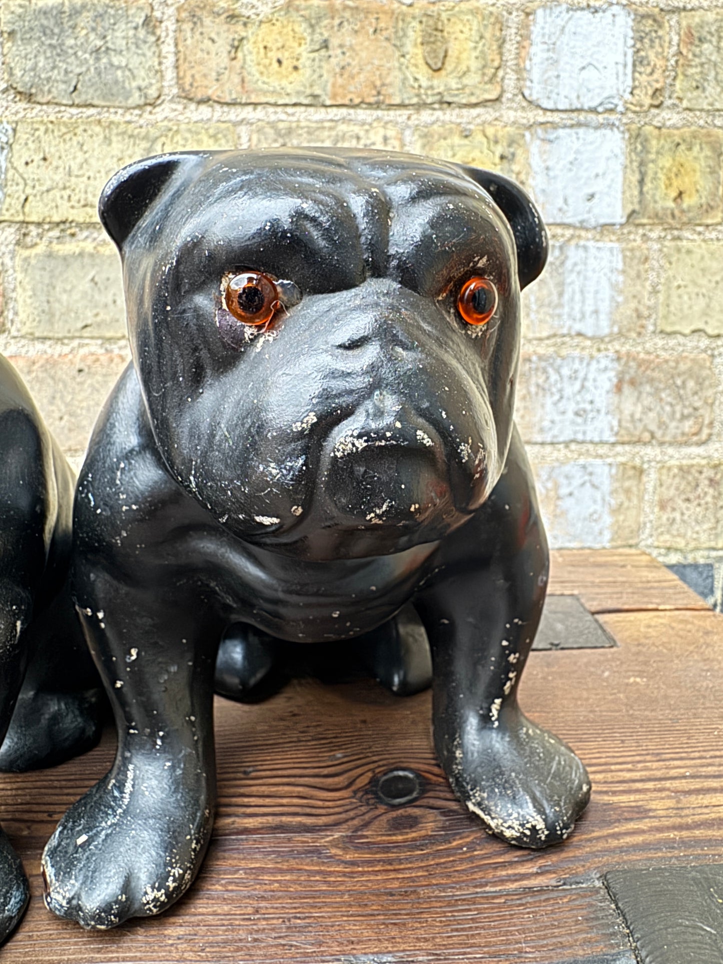 Pair Of Ceramic Bulldogs Dated 1923