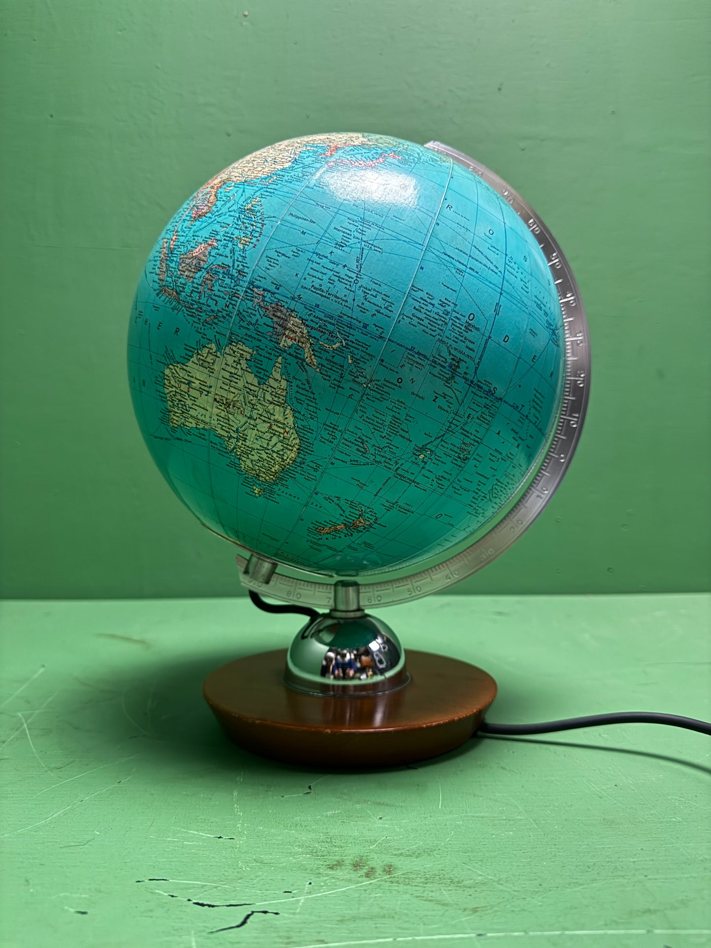 Vintage 1960s German Glass Globe Lamp By JRO Globus Munchen