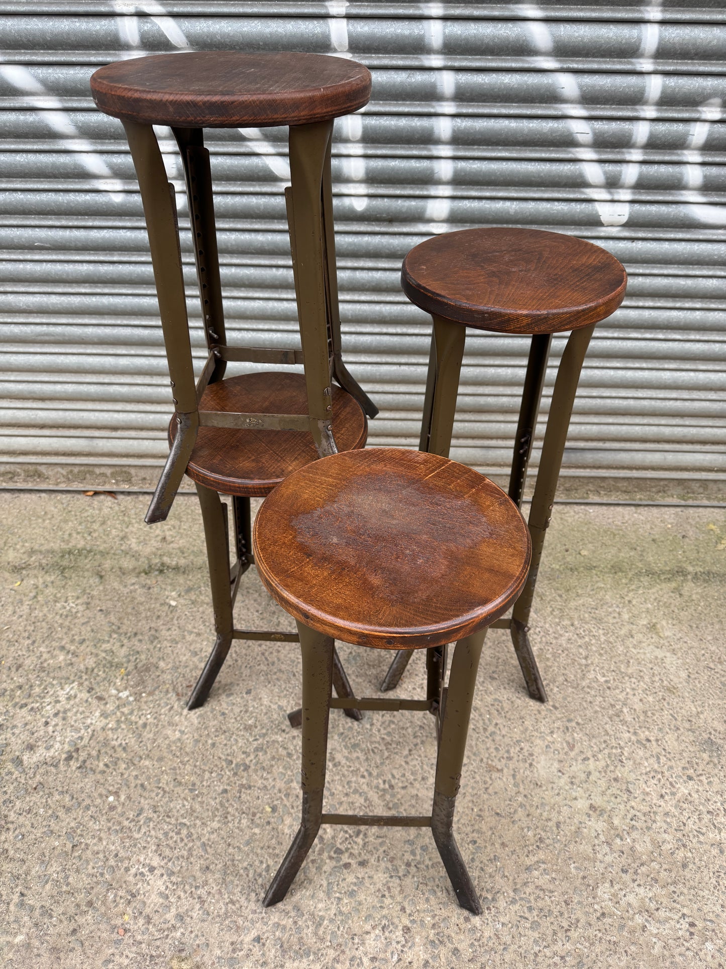 1940s London Made Sankey-Sheldon Factory Stools