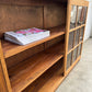 Early 1900s Oak Double Glass Door Display Bookshelf