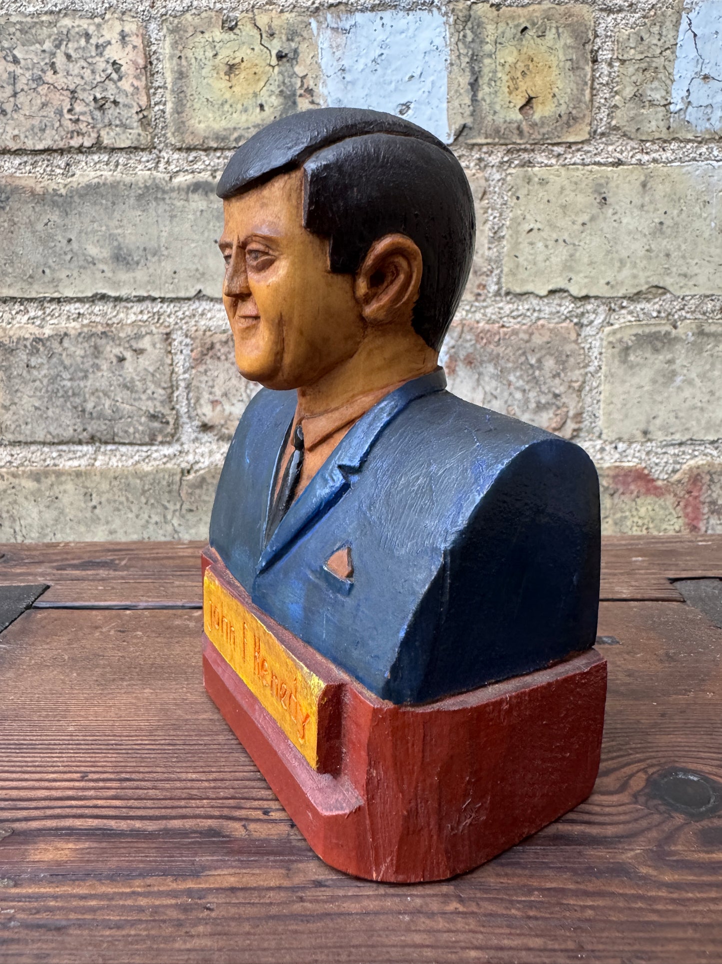 1960s Hand Carved President Kennedy Bust