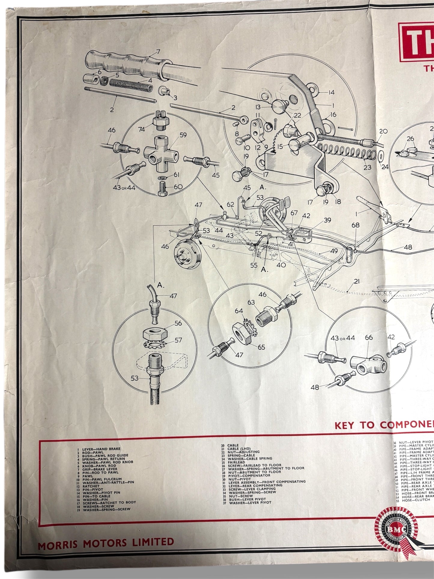 B.M.C. British Motor Corporation Educational Poster Circa 1950s