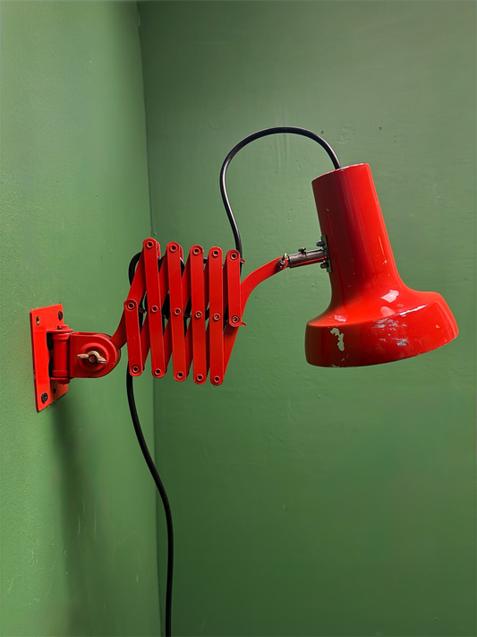 1970s Bright Orange Scissor Lamps By SIS Germany
