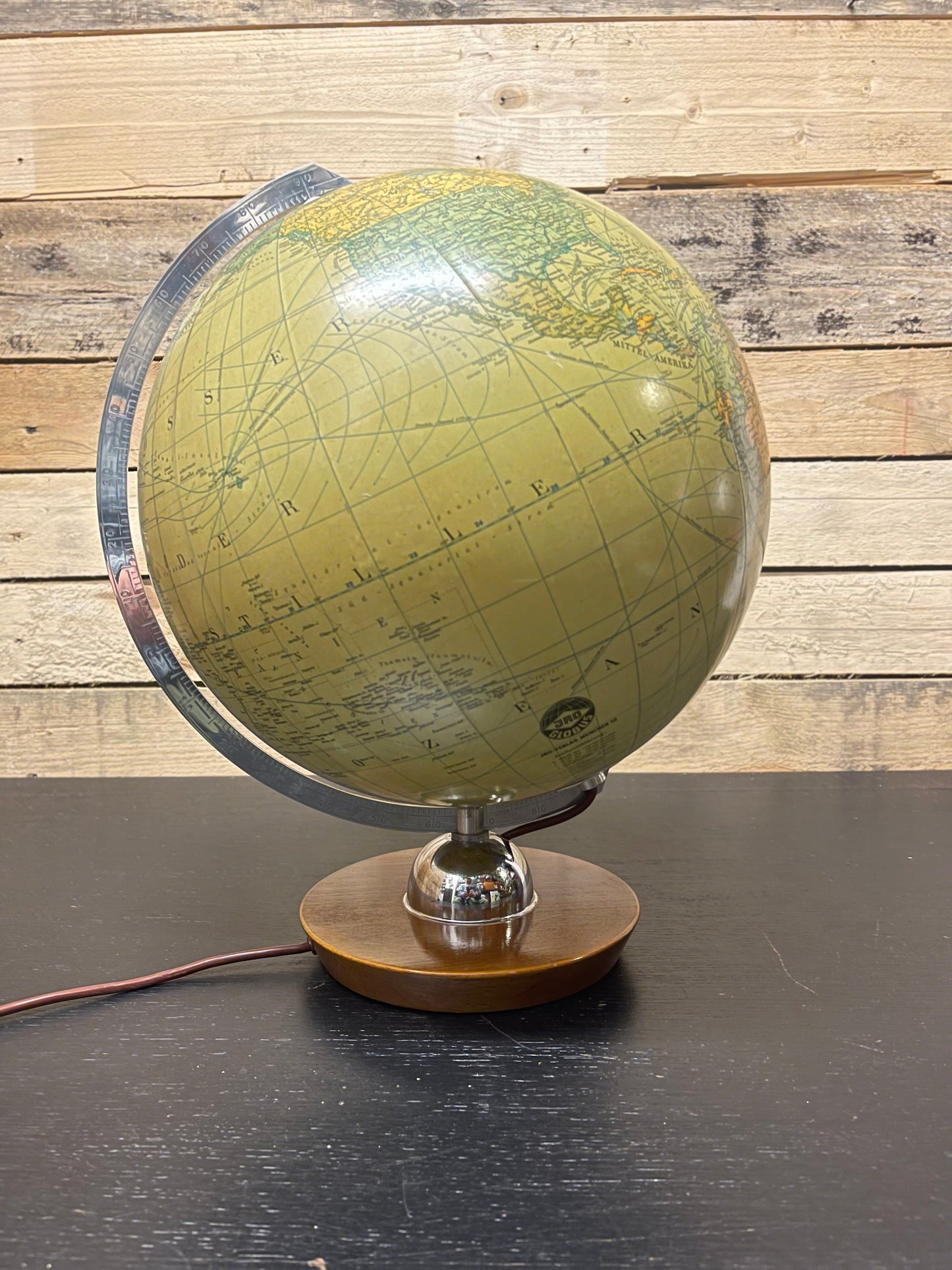 Vintage 1960s German Glass Globe Lamp By JRO Globus Munchen