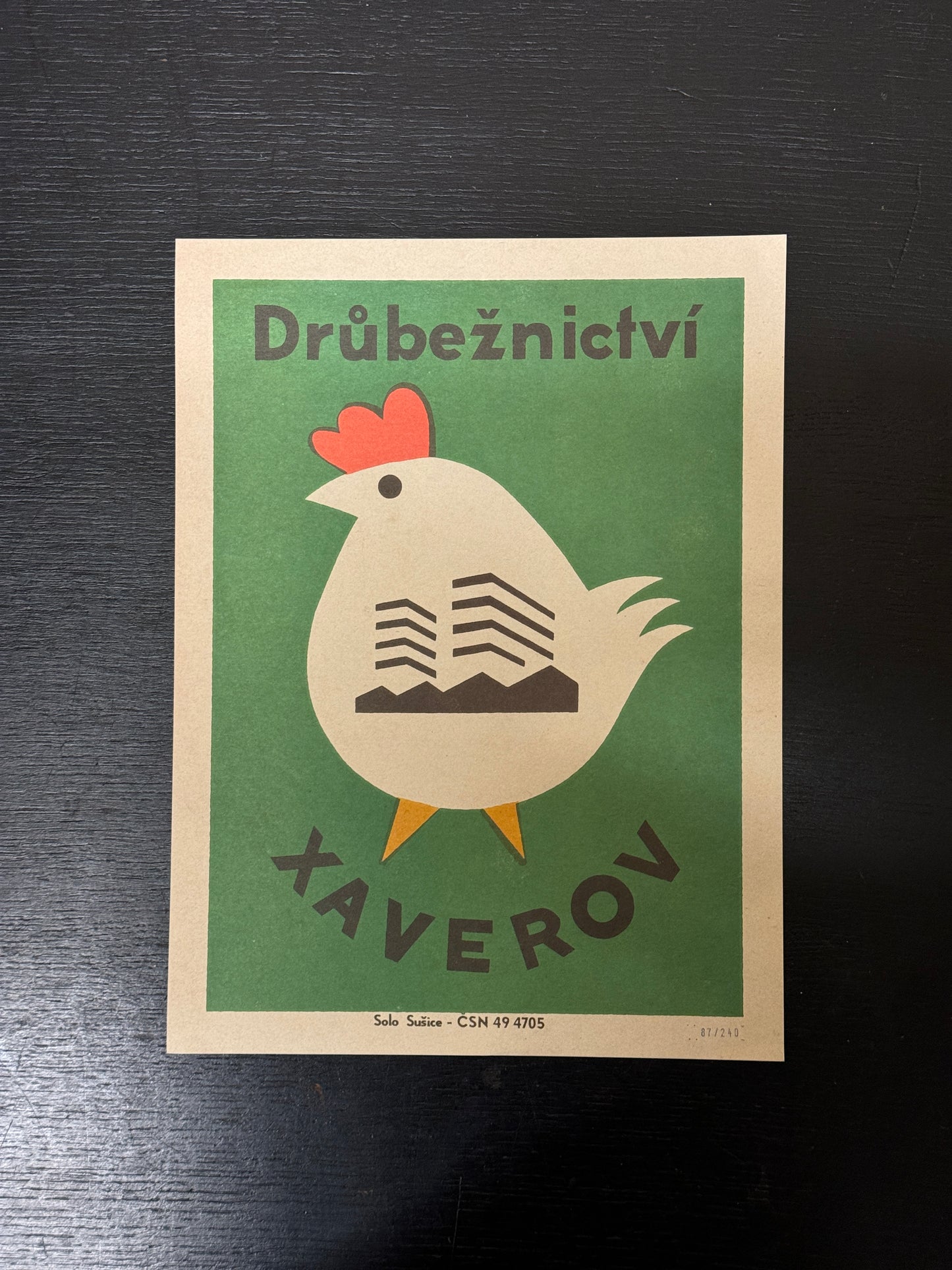 Limited Edition Czech Match Box Art Poster 87 of 240 Xaverov Poultry Factory