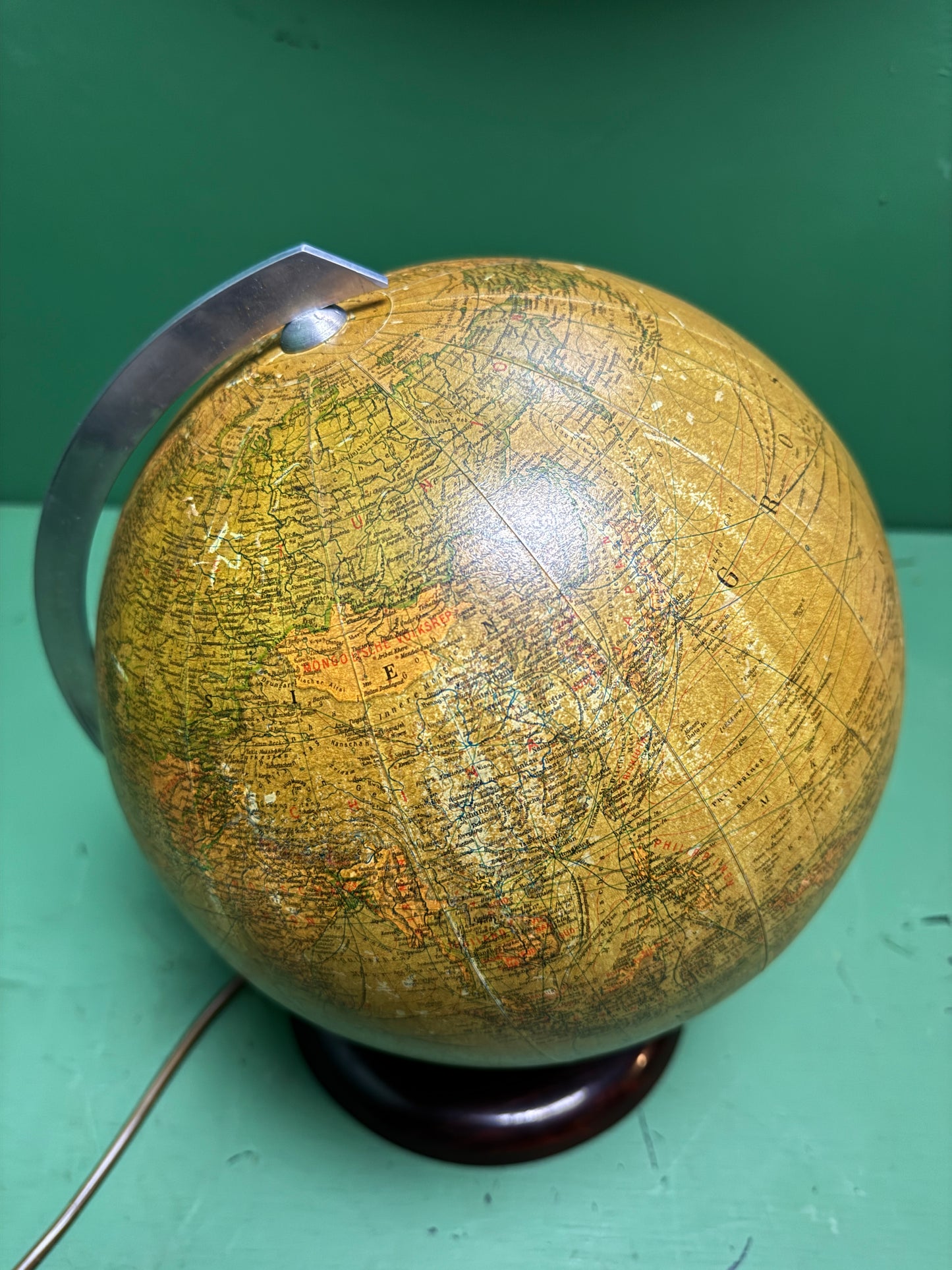 Vintage 1960s German Glass Globe Lamp By JRO Globus Munchen