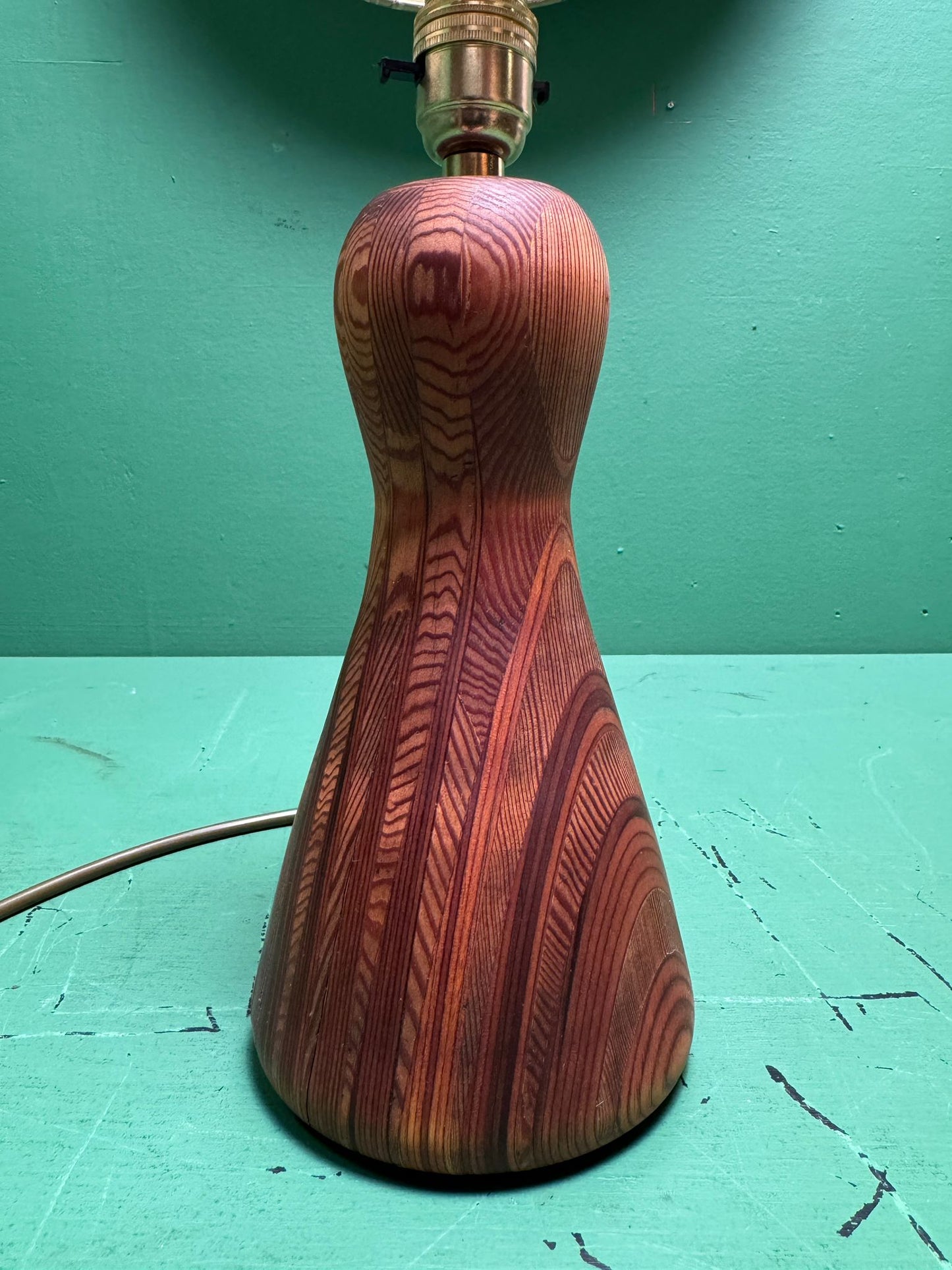 Mid Century 1960s Scandinavian Turned Teak Table Lamp