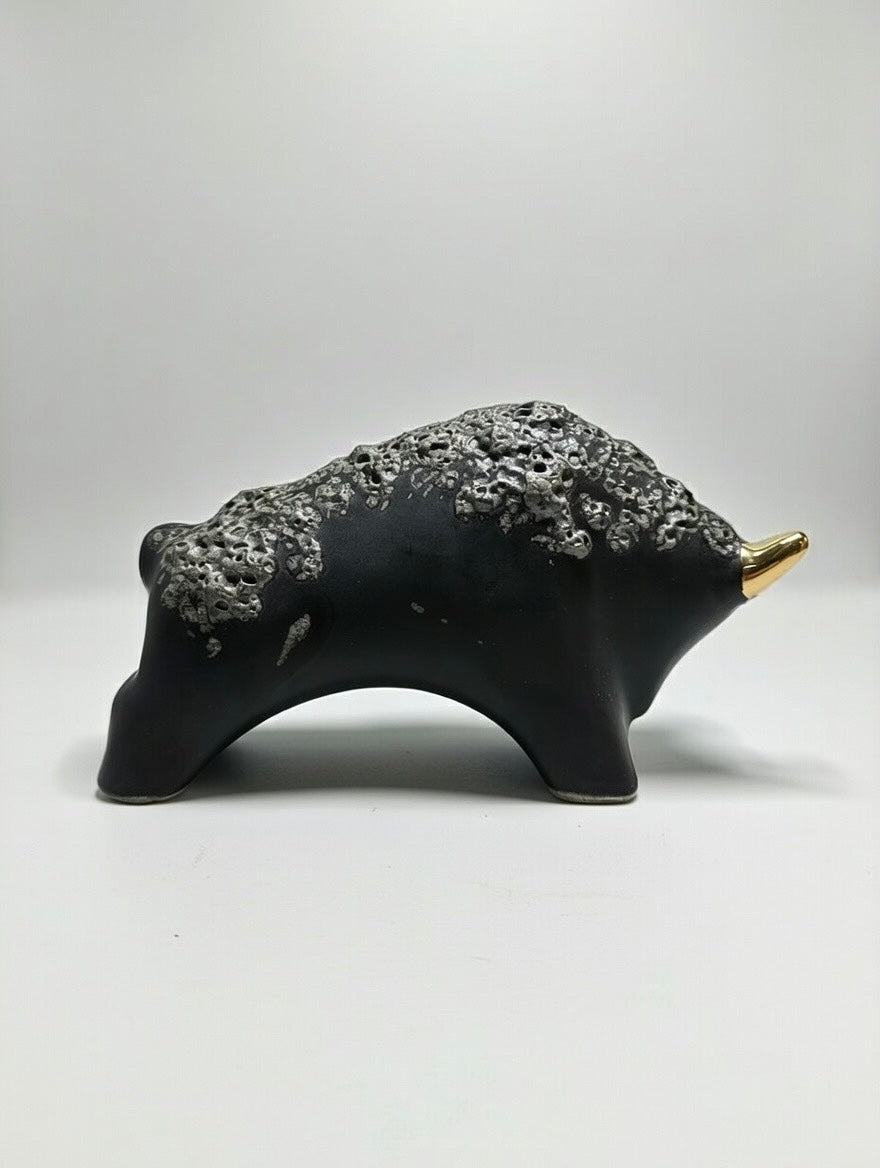 Otto Keramik Gold Edition Ceramic Bull West German Pottery Fat Lava