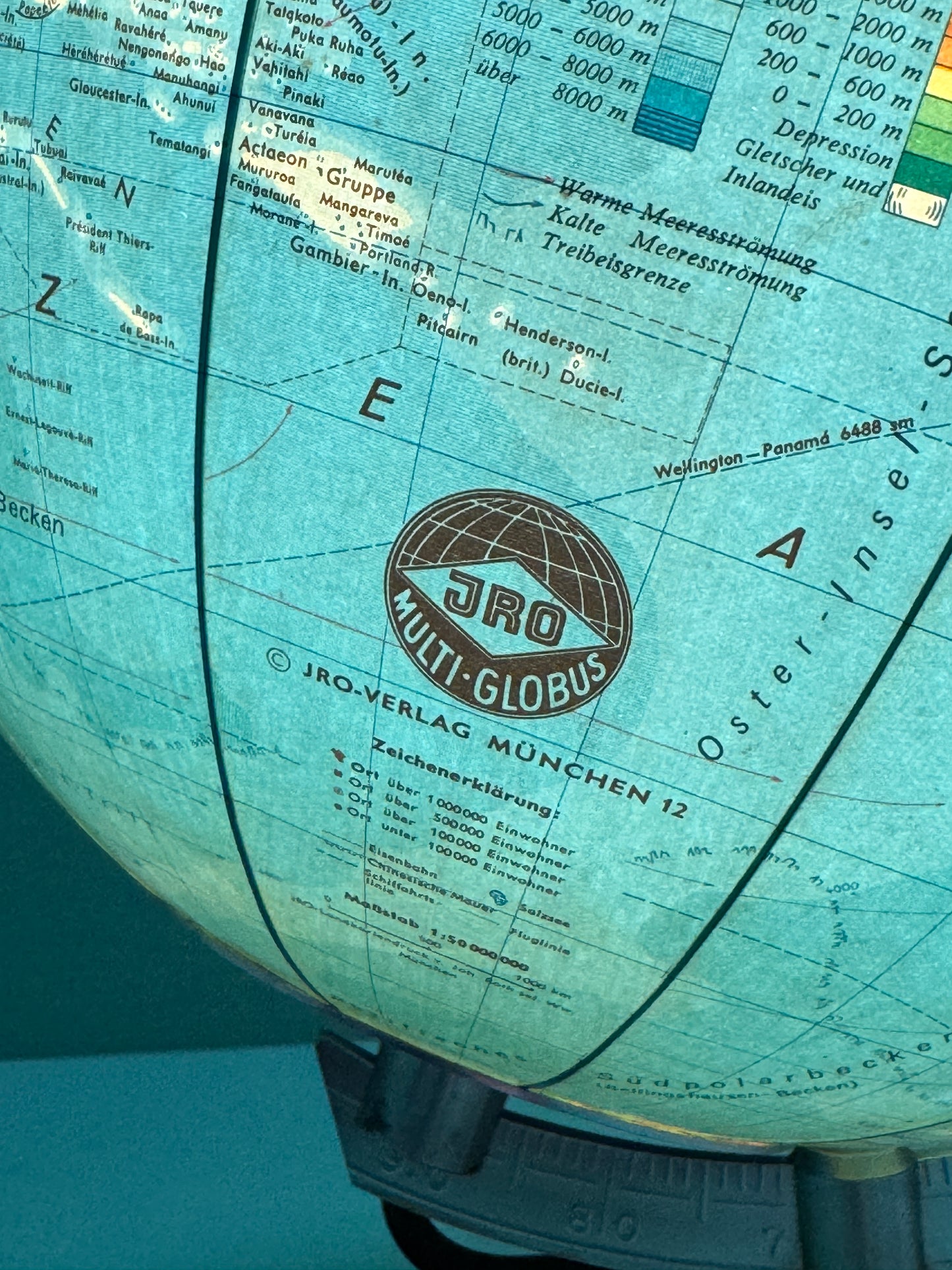 Vintage 1960s German Glass Globe Lamp By JRO Globus Munchen