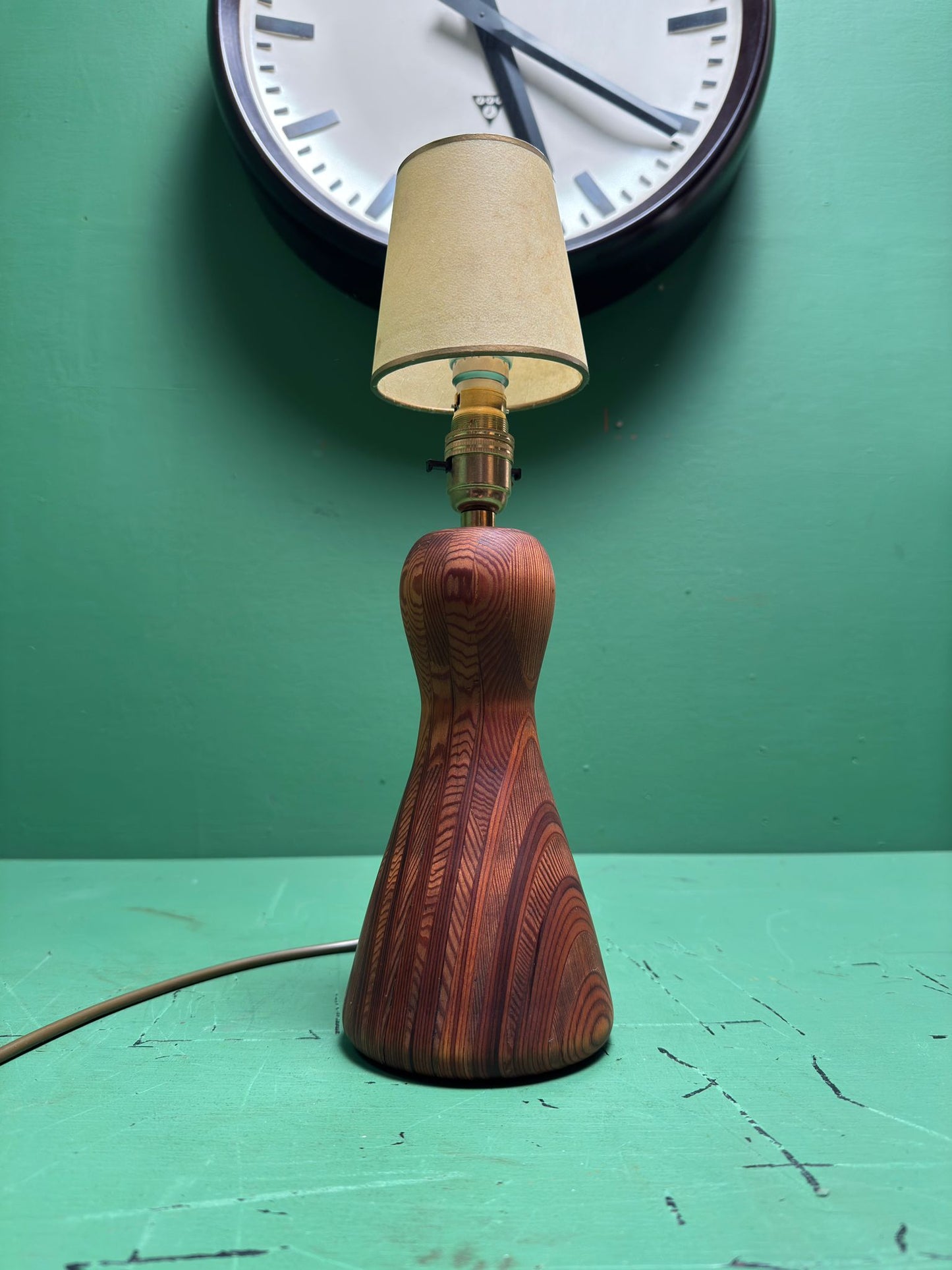 Mid Century 1960s Scandinavian Turned Teak Table Lamp