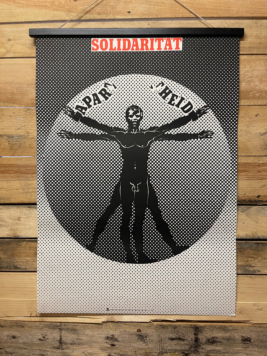 Ultra Rare 1980s DDR Solidarity Anti Apartheid Poster By Helmut Wengler