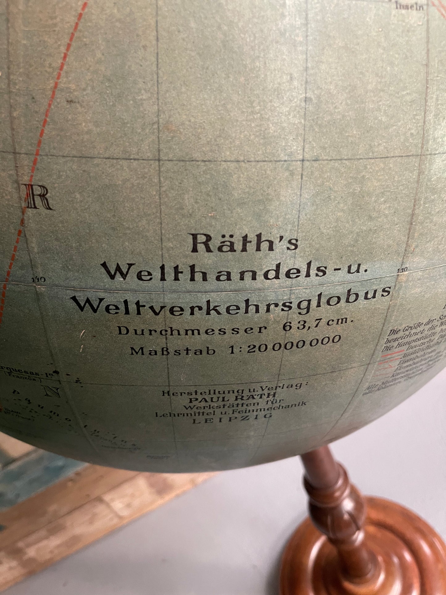 Large Antique Floor Standing Raised Relief Globe By Paul Räth Liepzig