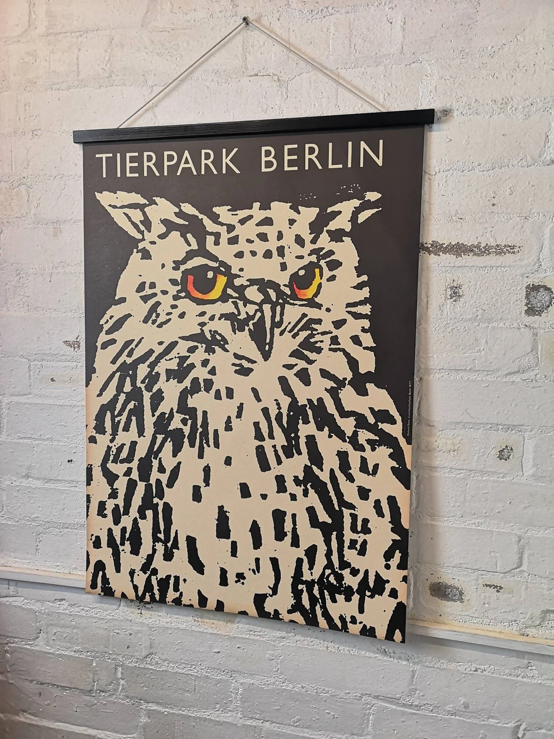 Vintage 1970s Tierpark Berlin Original Zoo Poster Advertising Of An Owl