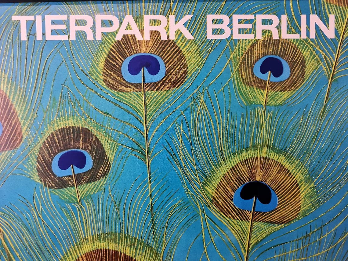 Vintage 1980s Tierpark Berlin Original Zoo Poster Advertising Of A Peacock