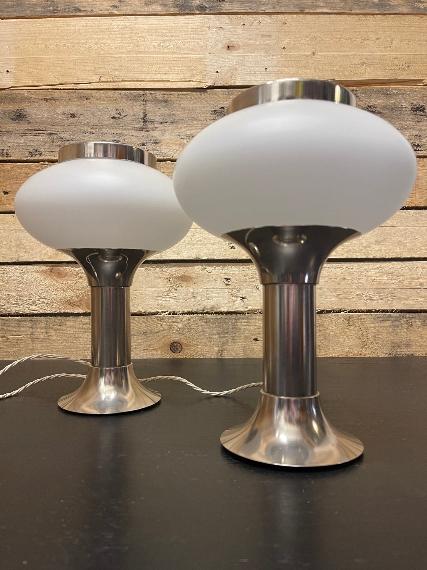 1970s East German Opaline Table Lamps By VEB Narva