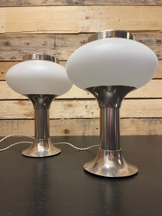 1970s East German Opaline Table Lamps By VEB Narva