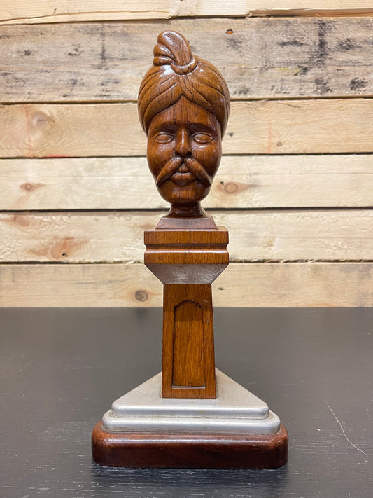 WW2 Hand Carved Trench Art Bust Of Man With Turban