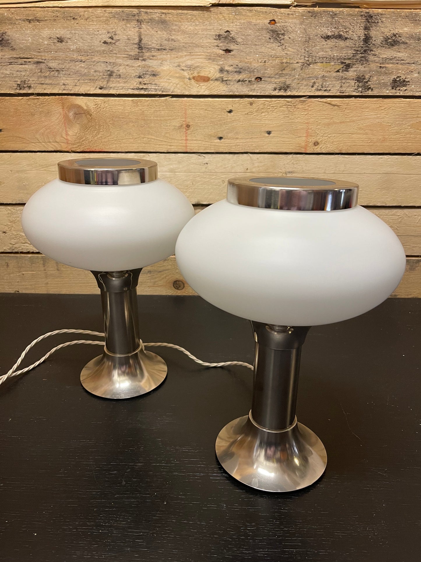 1970s East German Opaline Table Lamps By VEB Narva