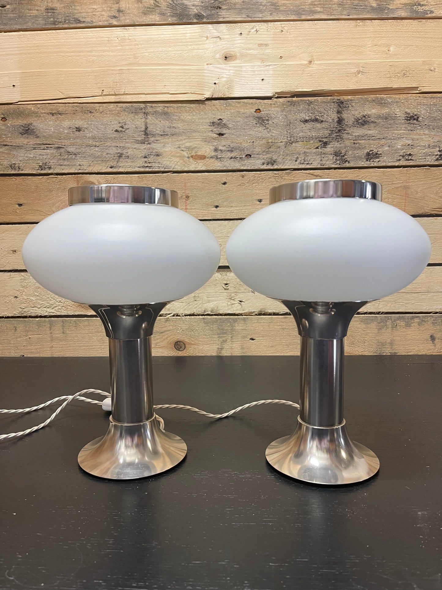 1970s East German Opaline Table Lamps By VEB Narva