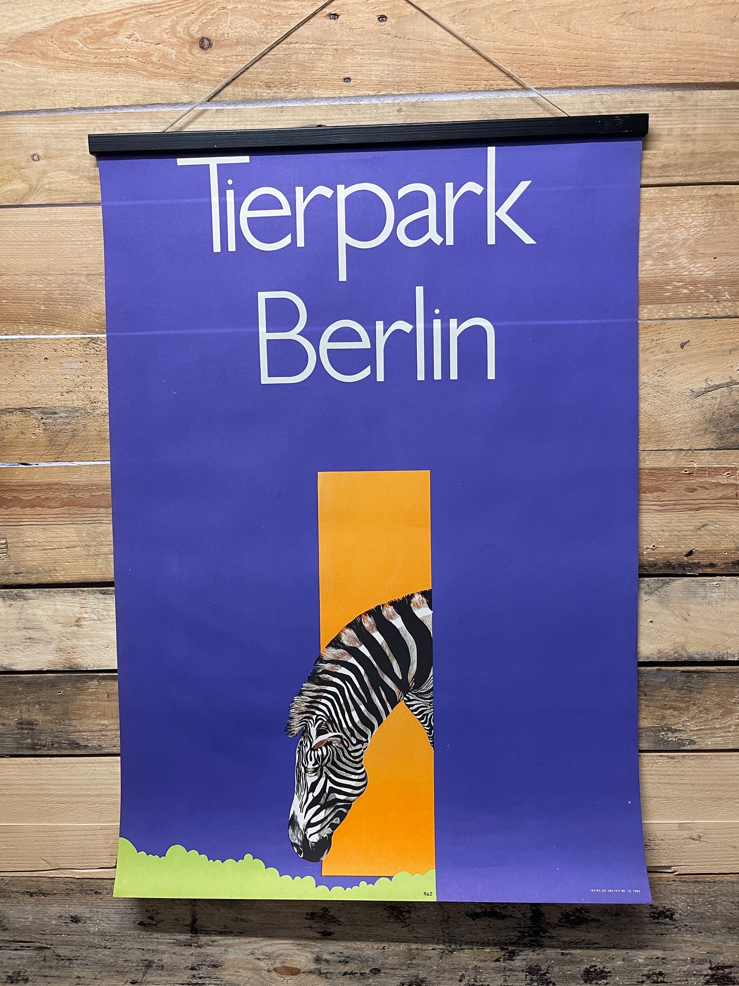 Vintage 1980s Tierpark Berlin Original Zoo Poster Advertising Of A Zebra