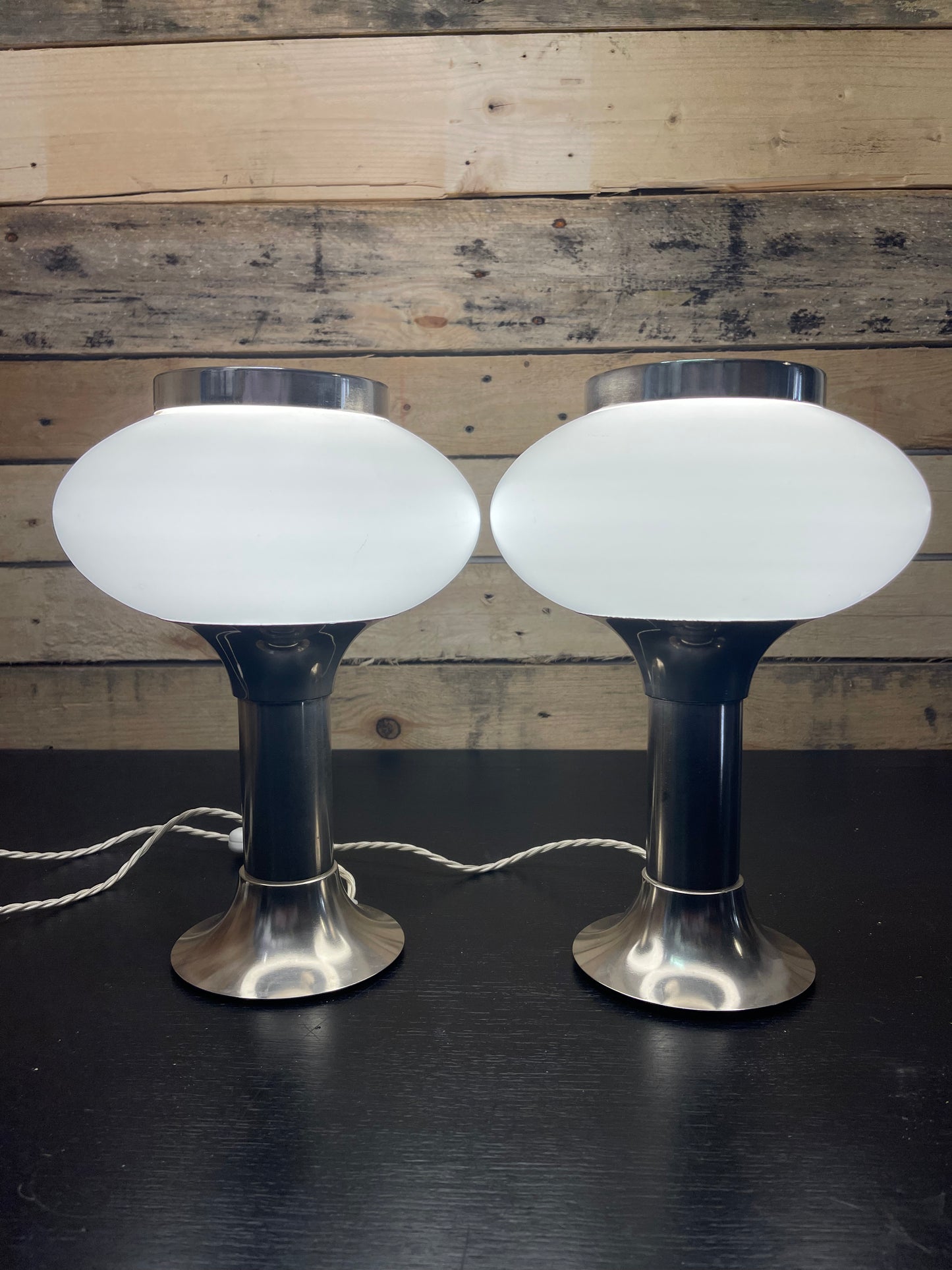 1970s East German Opaline Table Lamps By VEB Narva