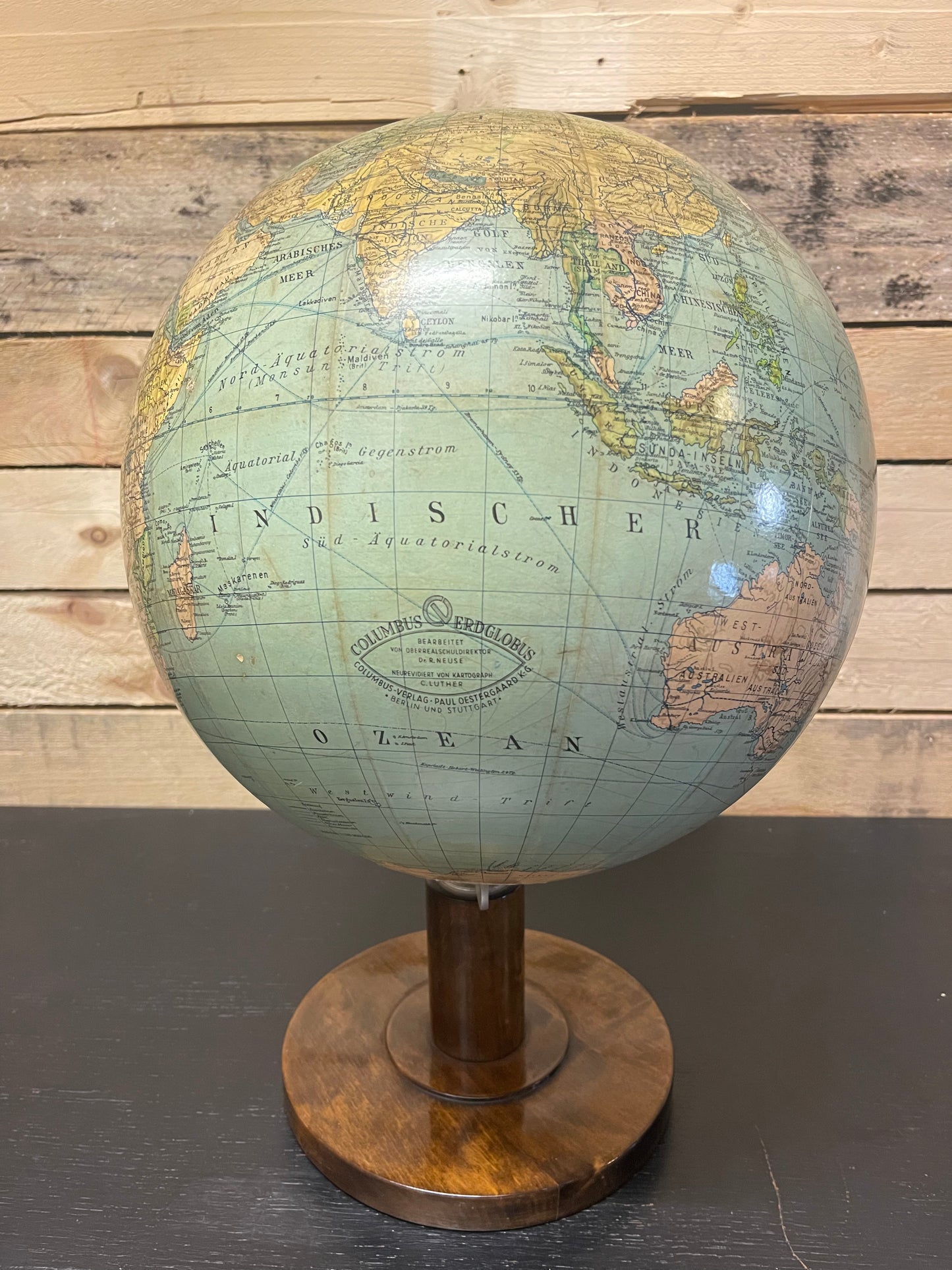 Vintage 1950s German Table Globe By Renowned Makers Columbus