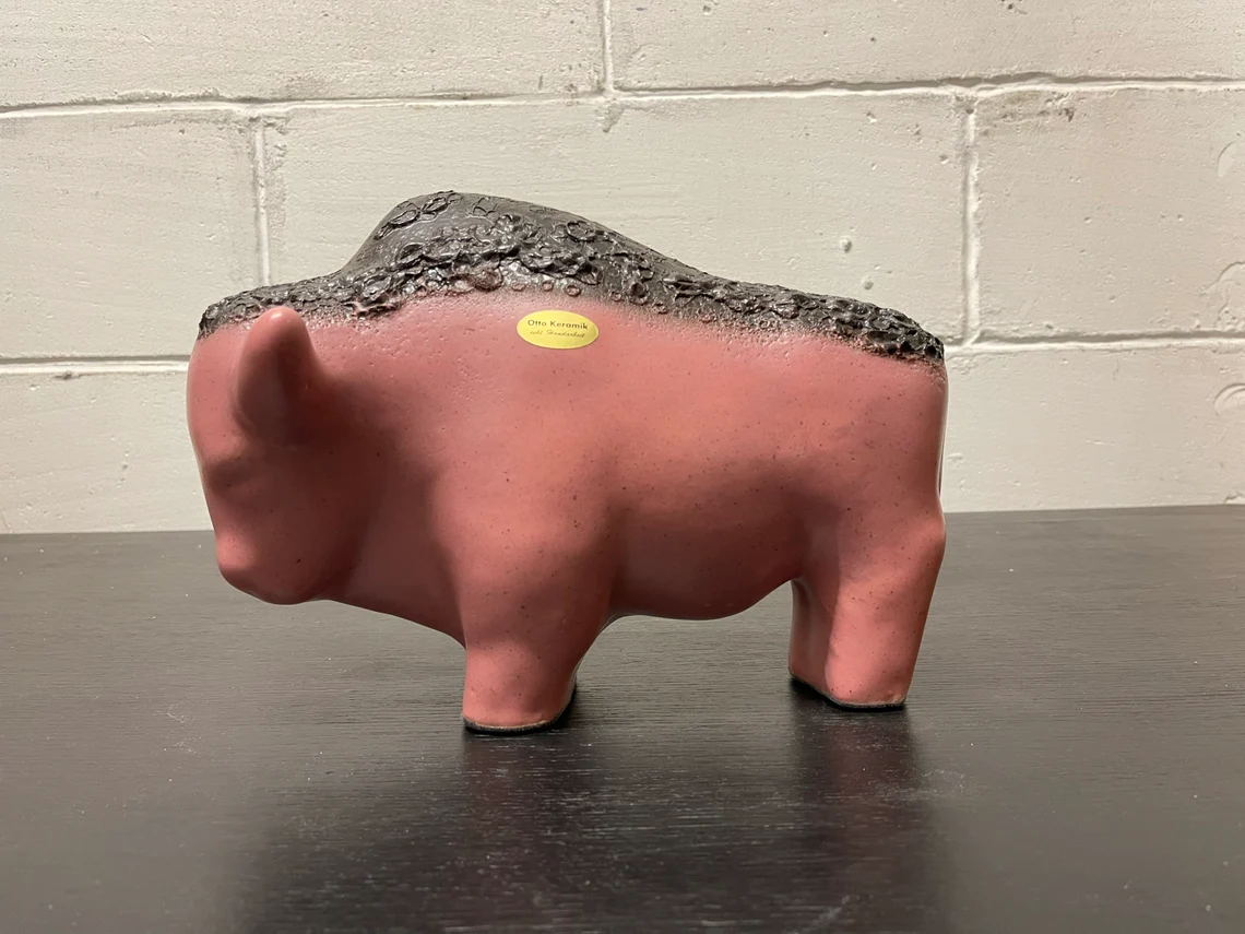 Otto Keramik Ceramic Bull West German Pottery Fat Lava