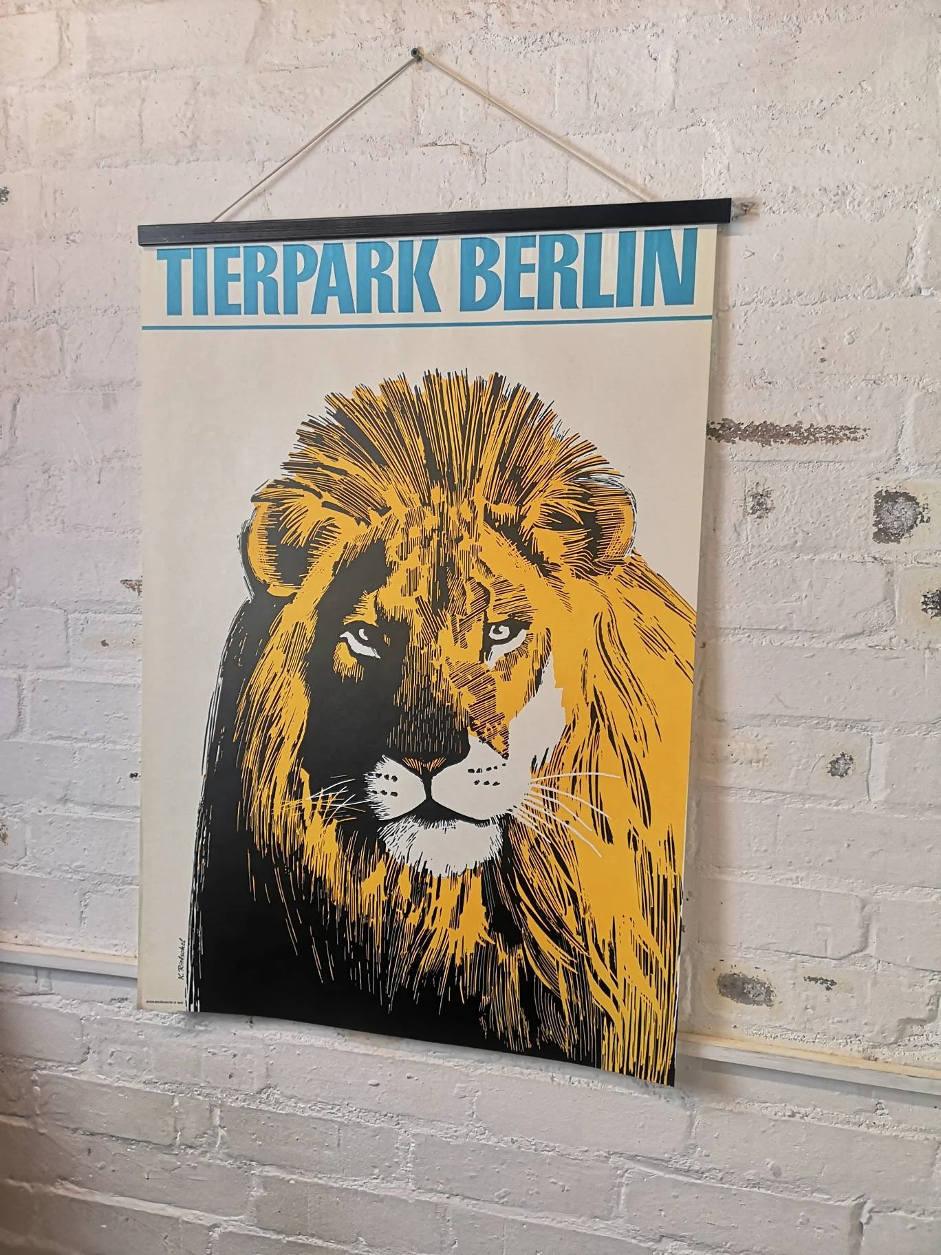 Vintage 1970s Tierpark Berlin Original Zoo Poster Advertising Of A Lion