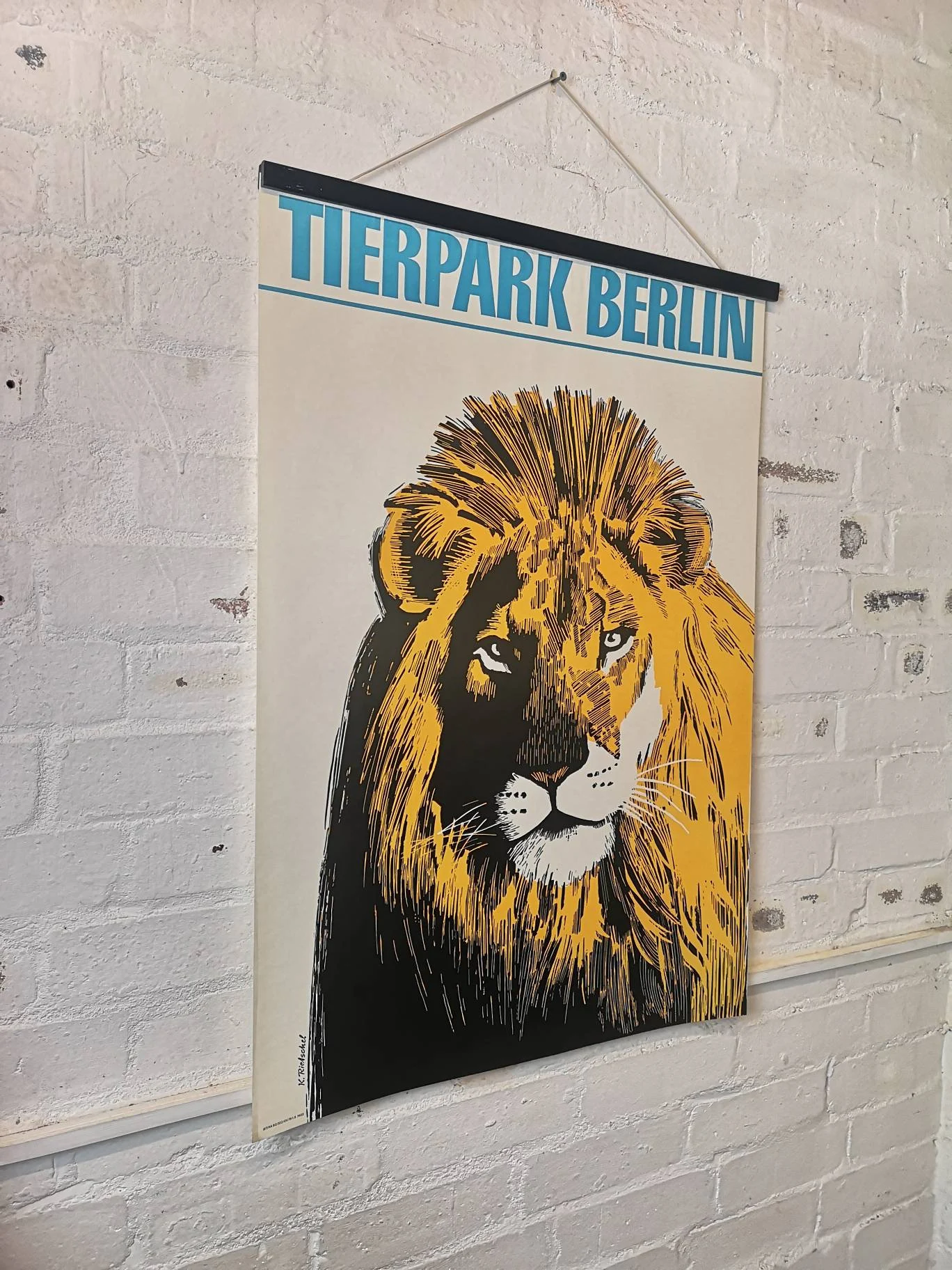 Vintage 1970s Tierpark Berlin Original Zoo Poster Advertising Of A Lion
