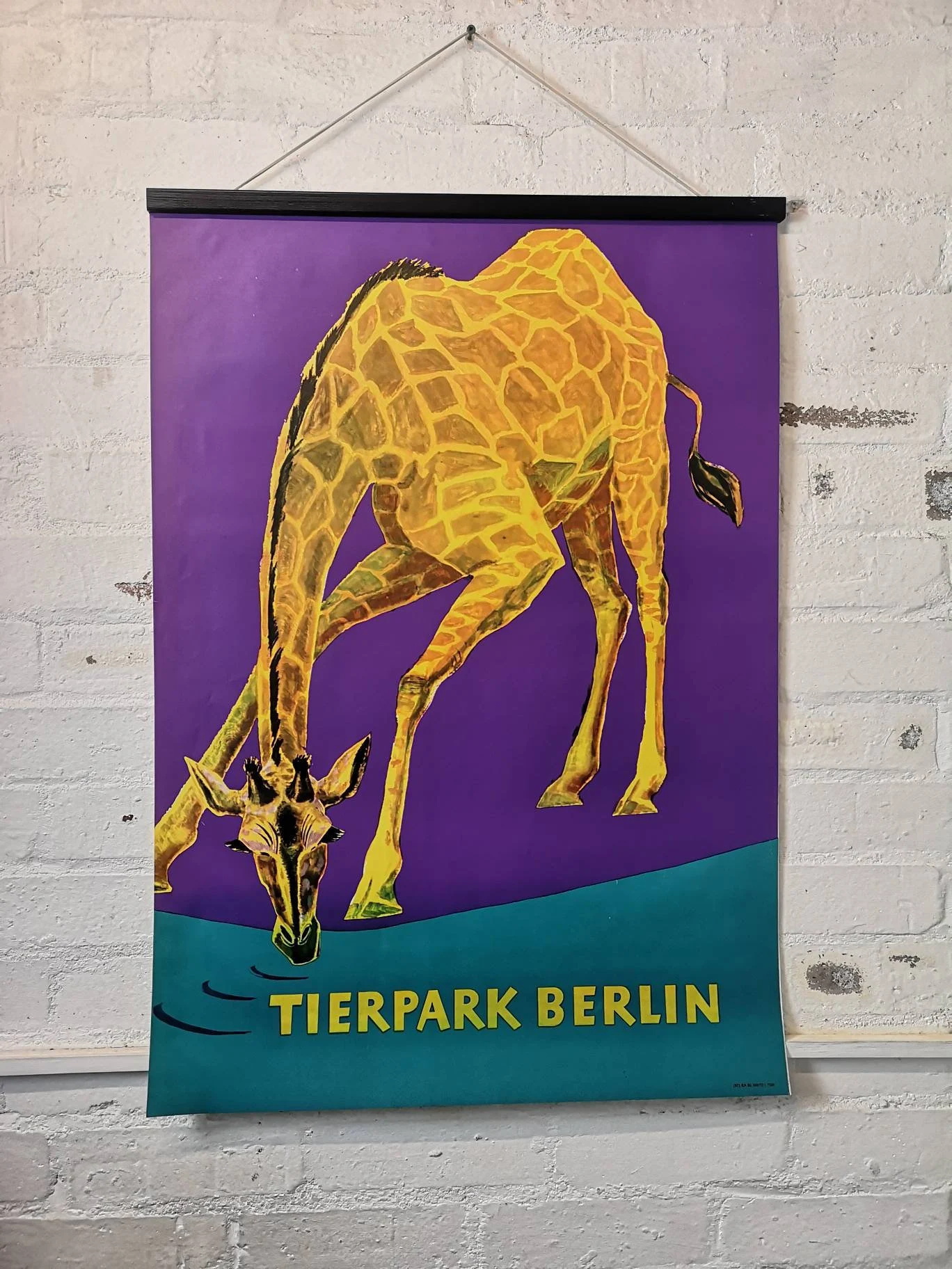 Vintage 1970s Tierpark Berlin Original Zoo Poster Advertising Of A Giraffe