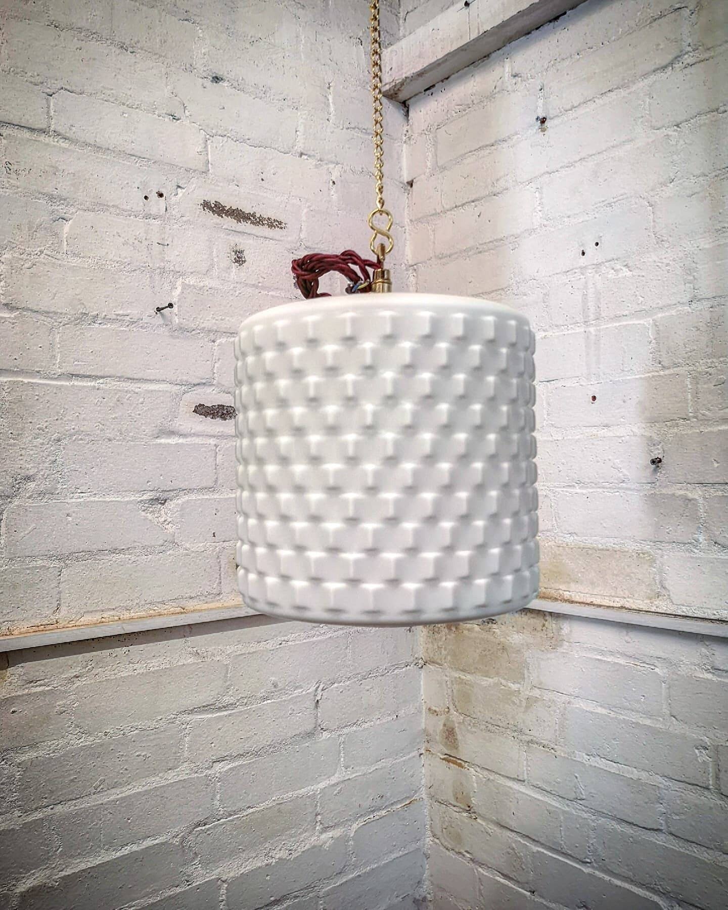 1960s Czech Cubic Effect Opaline Glass Pendant Light