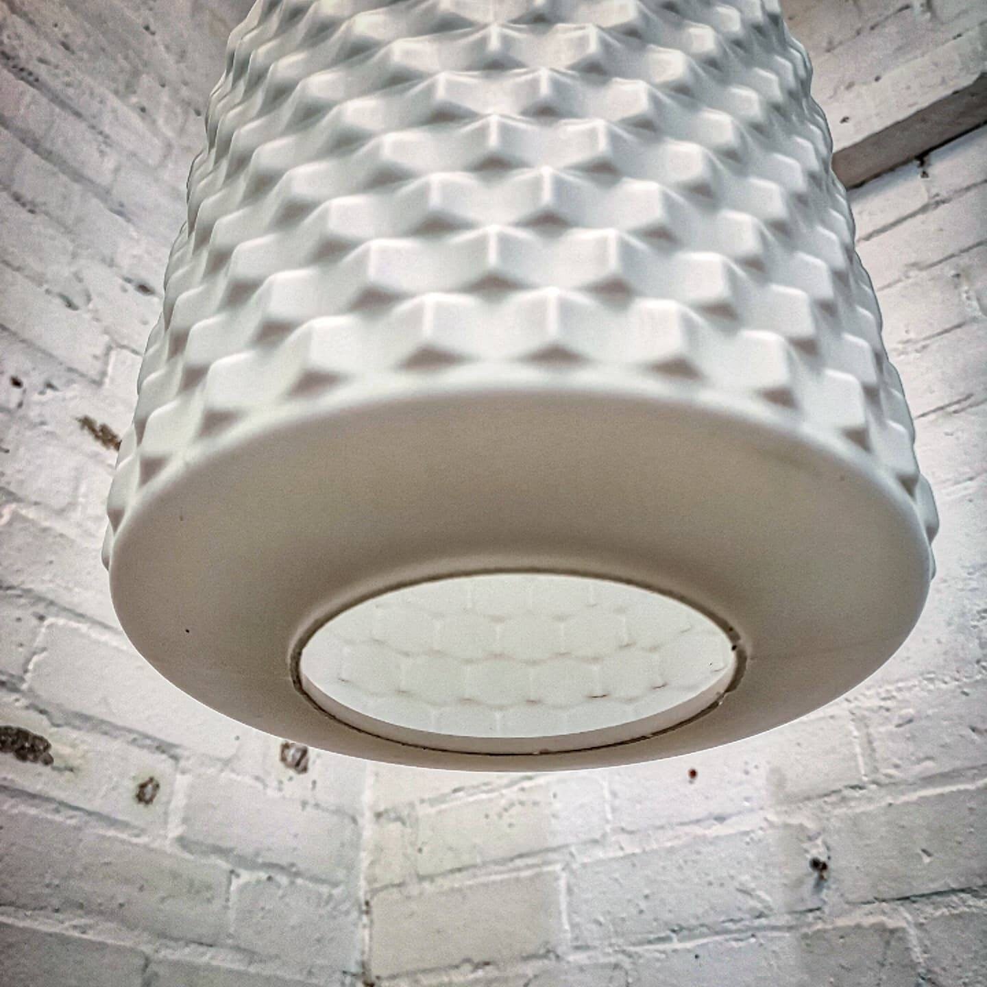 1960s Czech Cubic Effect Opaline Glass Pendant Light